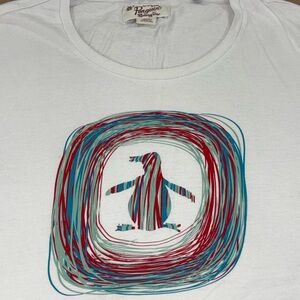 Original Penguin Men's XXL White Tee with Multicolor Logo Graphic
